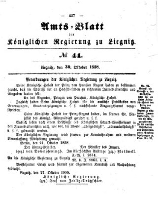Amts-Blatt der Preußischen Regierung zu Liegnitz Samstag 30. Oktober 1858