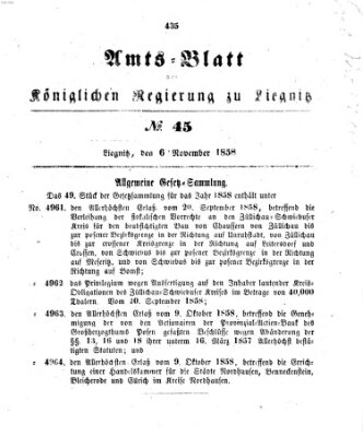 Amts-Blatt der Preußischen Regierung zu Liegnitz Samstag 6. November 1858