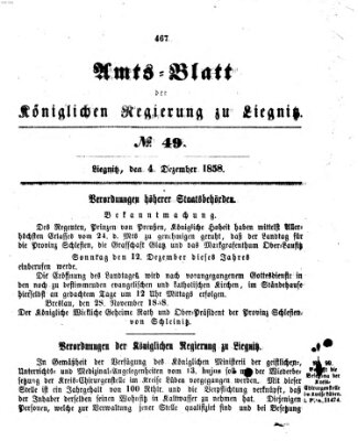 Amts-Blatt der Preußischen Regierung zu Liegnitz Samstag 4. Dezember 1858