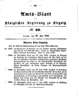 Amts-Blatt der Preußischen Regierung zu Liegnitz Samstag 23. Juli 1859