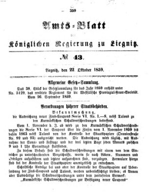 Amts-Blatt der Preußischen Regierung zu Liegnitz Samstag 22. Oktober 1859
