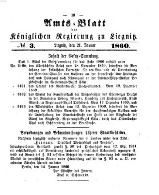 Amts-Blatt der Preußischen Regierung zu Liegnitz Samstag 21. Januar 1860