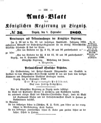 Amts-Blatt der Preußischen Regierung zu Liegnitz Samstag 8. September 1860