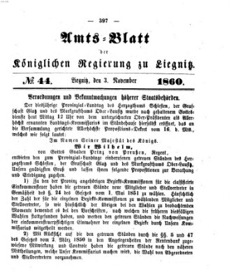Amts-Blatt der Preußischen Regierung zu Liegnitz Samstag 3. November 1860