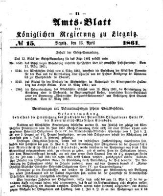Amts-Blatt der Preußischen Regierung zu Liegnitz Samstag 13. April 1861
