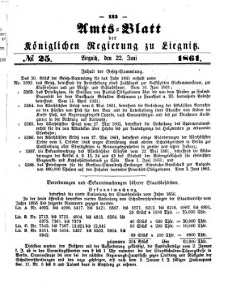 Amts-Blatt der Preußischen Regierung zu Liegnitz Samstag 22. Juni 1861