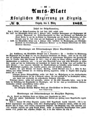 Amts-Blatt der Preußischen Regierung zu Liegnitz Samstag 1. März 1862