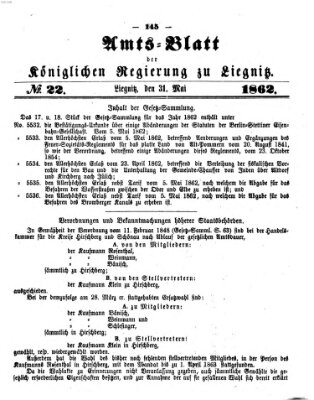 Amts-Blatt der Preußischen Regierung zu Liegnitz Samstag 31. Mai 1862