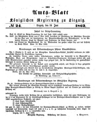 Amts-Blatt der Preußischen Regierung zu Liegnitz Samstag 14. Juni 1862