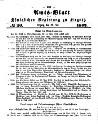 Amts-Blatt der Preußischen Regierung zu Liegnitz Samstag 26. Juli 1862