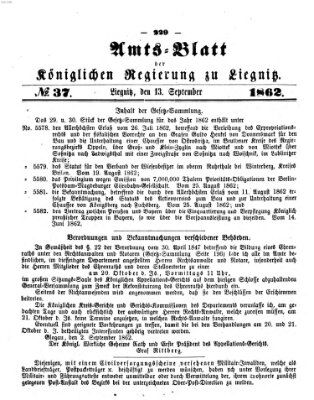 Amts-Blatt der Preußischen Regierung zu Liegnitz Samstag 13. September 1862