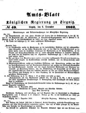 Amts-Blatt der Preußischen Regierung zu Liegnitz Samstag 6. Dezember 1862