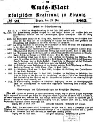 Amts-Blatt der Preußischen Regierung zu Liegnitz Samstag 23. Mai 1863