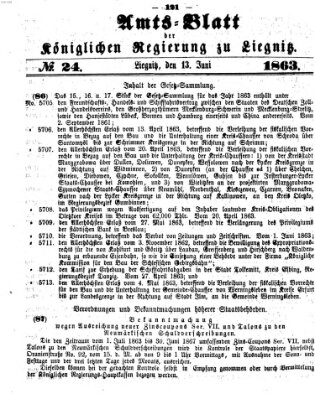 Amts-Blatt der Preußischen Regierung zu Liegnitz Samstag 13. Juni 1863