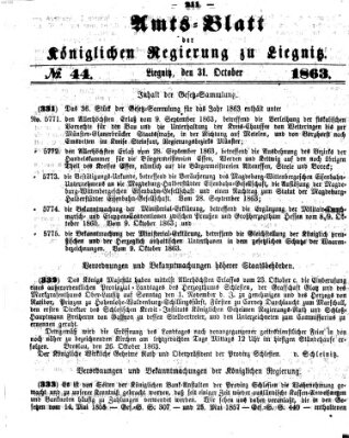 Amts-Blatt der Preußischen Regierung zu Liegnitz Samstag 31. Oktober 1863