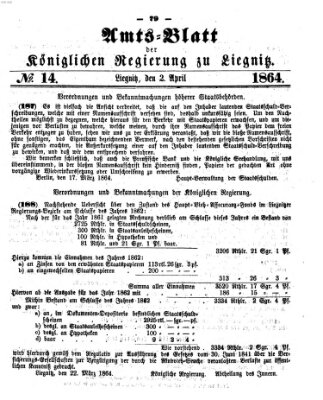 Amts-Blatt der Preußischen Regierung zu Liegnitz Samstag 2. April 1864