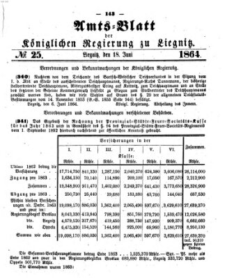 Amts-Blatt der Preußischen Regierung zu Liegnitz Samstag 18. Juni 1864
