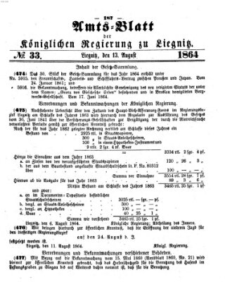Amts-Blatt der Preußischen Regierung zu Liegnitz Samstag 13. August 1864