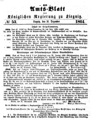 Amts-Blatt der Preußischen Regierung zu Liegnitz Samstag 31. Dezember 1864