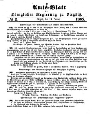 Amts-Blatt der Preußischen Regierung zu Liegnitz Samstag 14. Januar 1865
