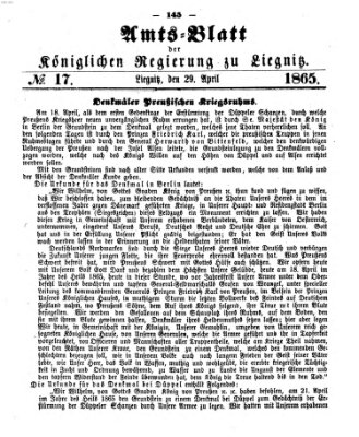Amts-Blatt der Preußischen Regierung zu Liegnitz Samstag 29. April 1865