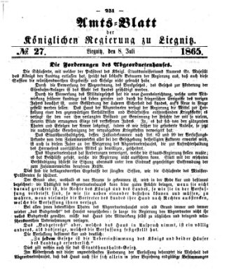 Amts-Blatt der Preußischen Regierung zu Liegnitz Samstag 8. Juli 1865