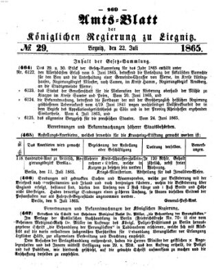 Amts-Blatt der Preußischen Regierung zu Liegnitz Samstag 22. Juli 1865