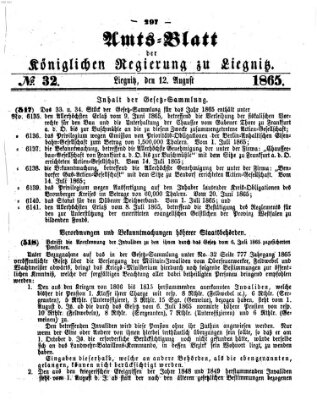 Amts-Blatt der Preußischen Regierung zu Liegnitz Samstag 12. August 1865