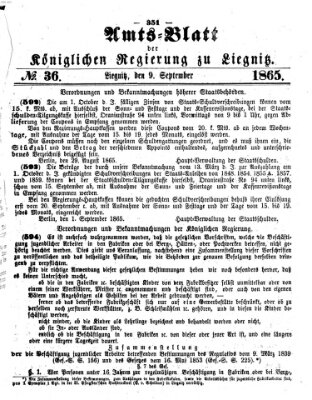 Amts-Blatt der Preußischen Regierung zu Liegnitz Samstag 9. September 1865