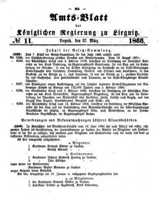 Amts-Blatt der Preußischen Regierung zu Liegnitz Samstag 17. März 1866