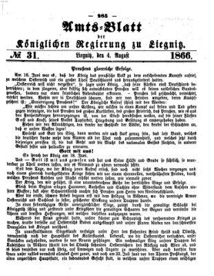 Amts-Blatt der Preußischen Regierung zu Liegnitz Samstag 4. August 1866