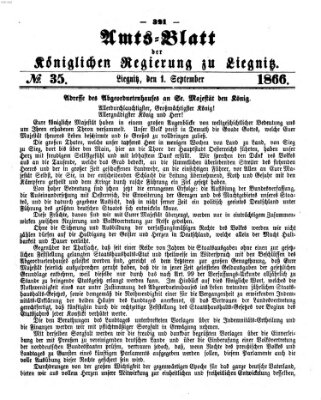 Amts-Blatt der Preußischen Regierung zu Liegnitz Samstag 1. September 1866
