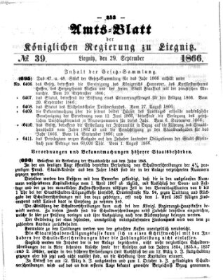 Amts-Blatt der Preußischen Regierung zu Liegnitz Samstag 29. September 1866