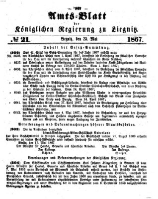 Amts-Blatt der Preußischen Regierung zu Liegnitz Samstag 25. Mai 1867