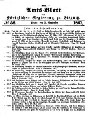 Amts-Blatt der Preußischen Regierung zu Liegnitz Samstag 21. September 1867
