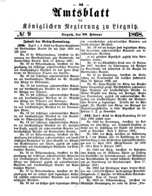 Amts-Blatt der Preußischen Regierung zu Liegnitz Samstag 29. Februar 1868
