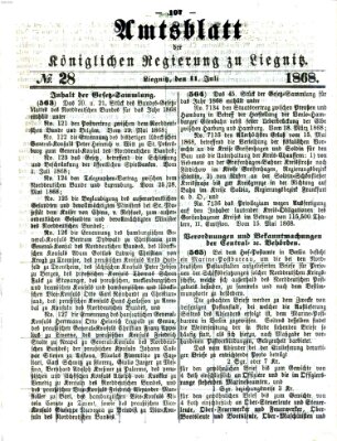 Amts-Blatt der Preußischen Regierung zu Liegnitz Samstag 11. Juli 1868