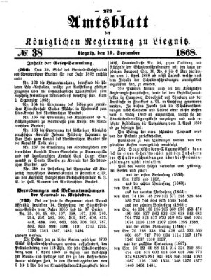 Amts-Blatt der Preußischen Regierung zu Liegnitz Samstag 19. September 1868