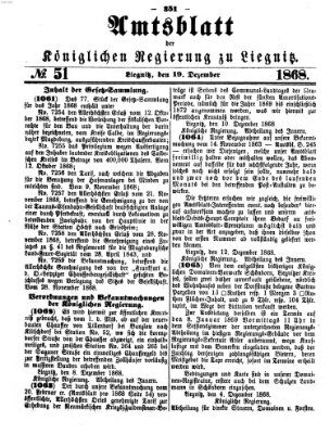 Amts-Blatt der Preußischen Regierung zu Liegnitz Samstag 19. Dezember 1868