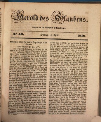 Herold des Glaubens Dienstag 3. April 1838