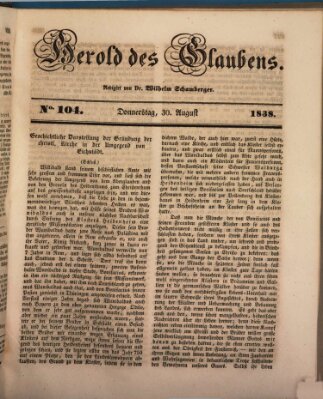Herold des Glaubens Donnerstag 30. August 1838