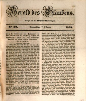 Herold des Glaubens Donnerstag 7. Februar 1839