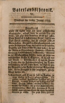 Vaterlandschronik (Deutsche Chronik) Dienstag 20. Januar 1789