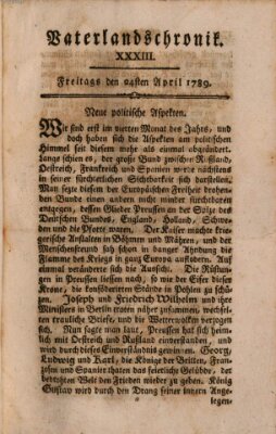 Vaterlandschronik (Deutsche Chronik) Freitag 24. April 1789