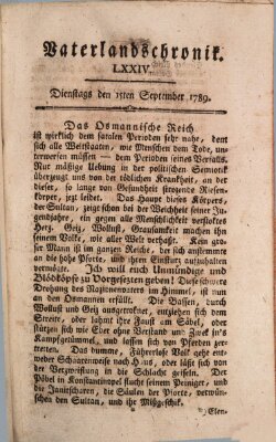 Vaterlandschronik (Deutsche Chronik) Dienstag 15. September 1789