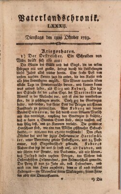Vaterlandschronik (Deutsche Chronik) Dienstag 13. Oktober 1789