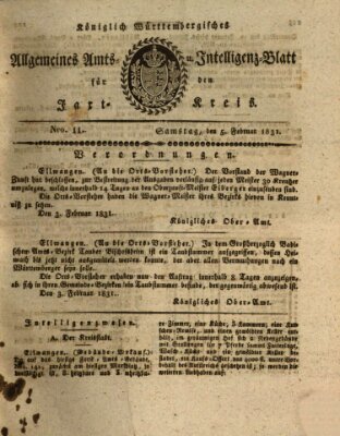Allgemeines Amts- und Intelligenz-Blatt für den Jaxt-Kreis Samstag 5. Februar 1831