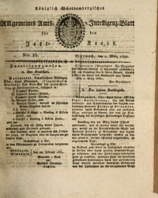 Allgemeines Amts- und Intelligenz-Blatt für den Jaxt-Kreis Mittwoch 2. März 1831