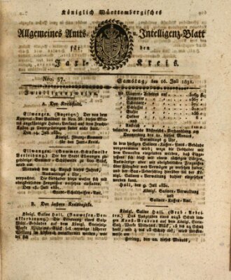 Allgemeines Amts- und Intelligenz-Blatt für den Jaxt-Kreis Samstag 16. Juli 1831