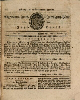 Allgemeines Amts- und Intelligenz-Blatt für den Jaxt-Kreis Mittwoch 12. Oktober 1831